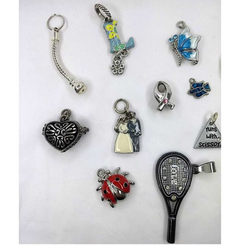 Lot of 11 Silver Tone Charms Pendants Variety Mix… - image 3