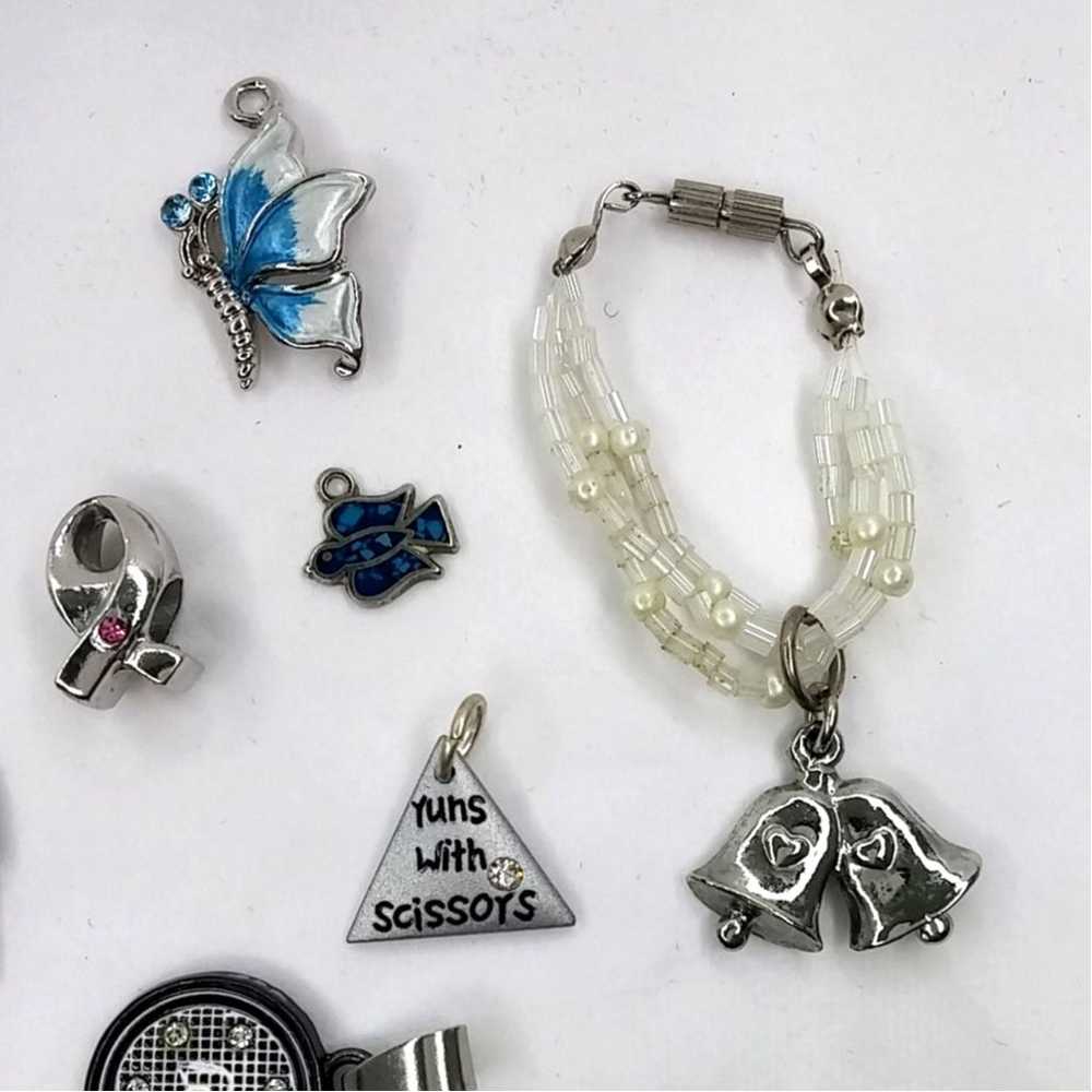 Lot of 11 Silver Tone Charms Pendants Variety Mix… - image 5