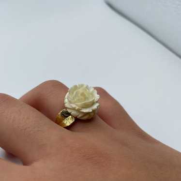14k Yellow Gold carved flower ring