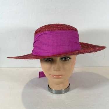 Vintage Womens Hat Red Woven Red Hat Society Purpl