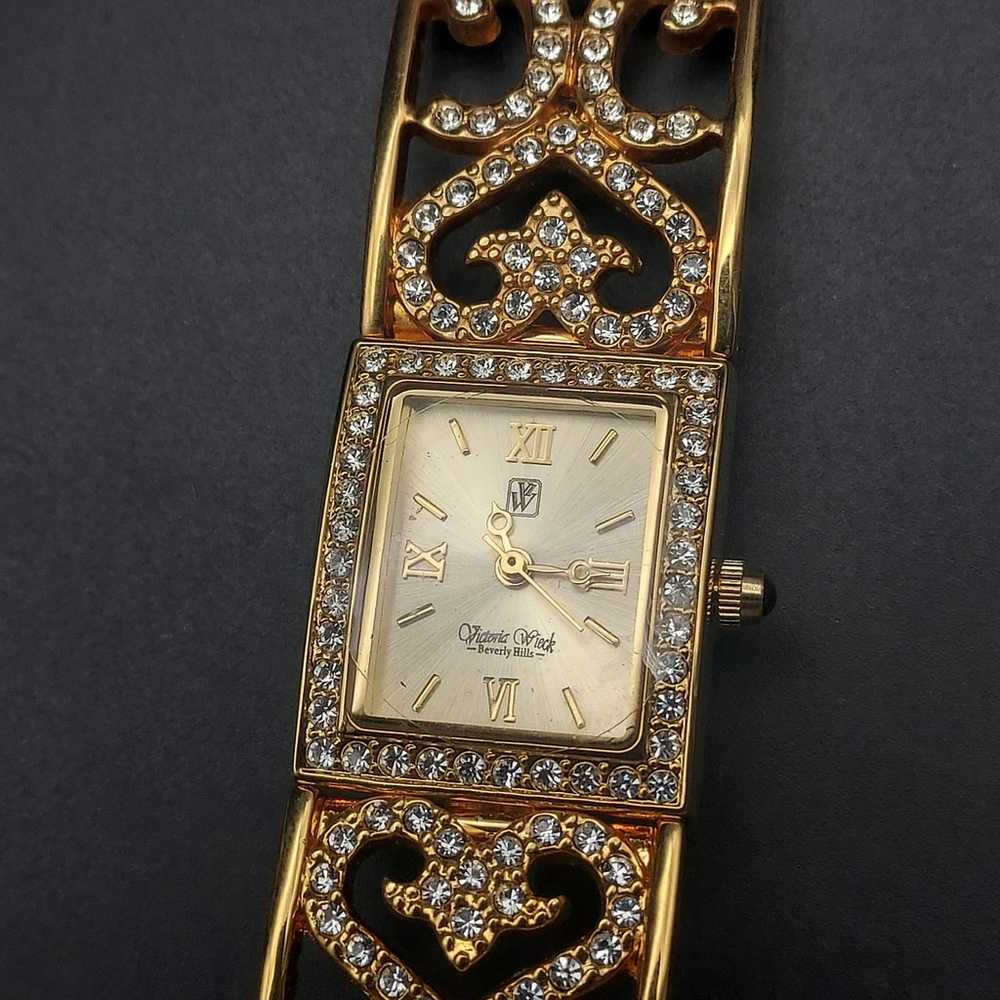 Victoia Wieck Beverly Hills Watch Gold Tone Rhine… - image 3