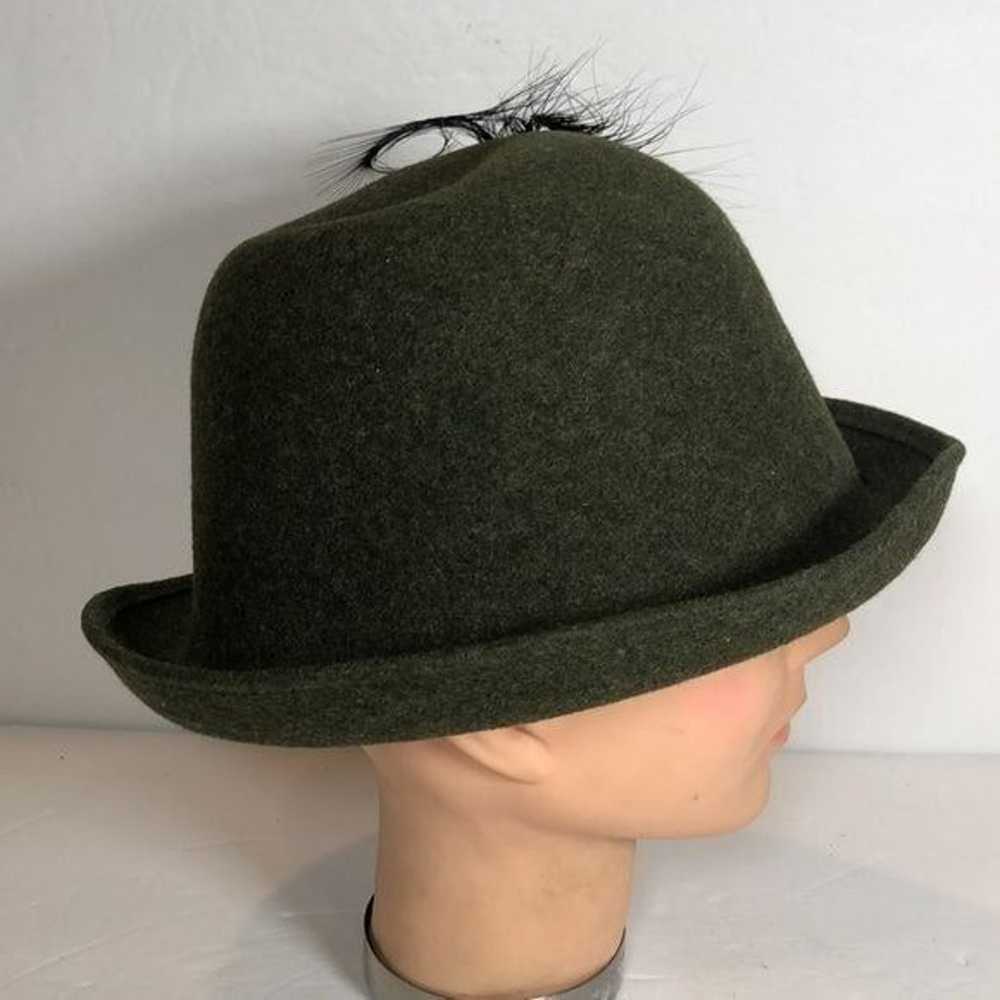 Vintage Womens Hat Green Felt Yodeling With Origi… - image 2