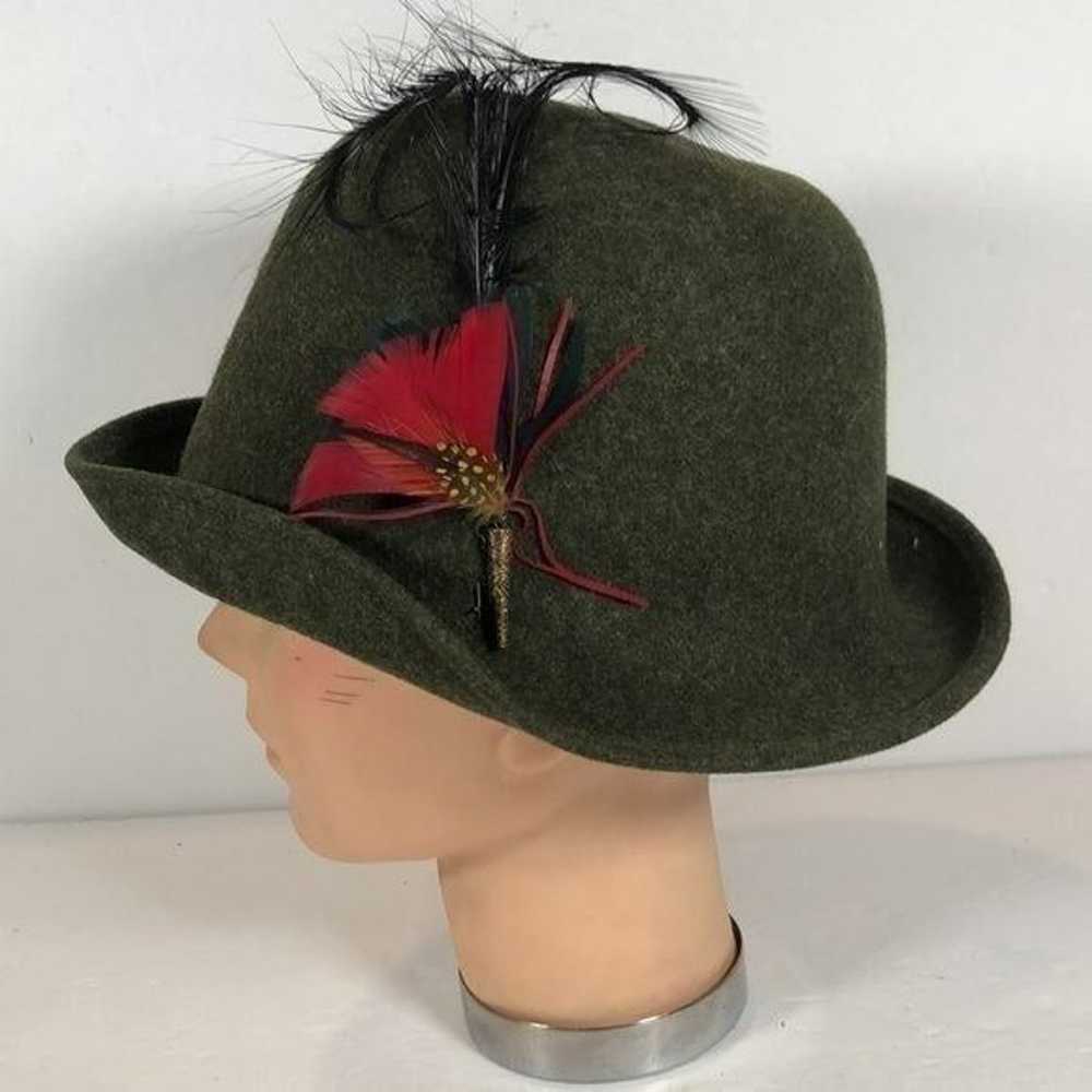 Vintage Womens Hat Green Felt Yodeling With Origi… - image 4