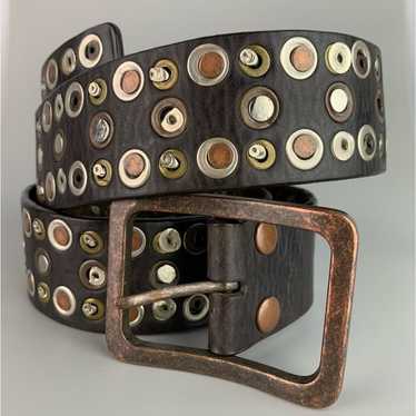 Leather Island by Bill Lavin brown studded belt si