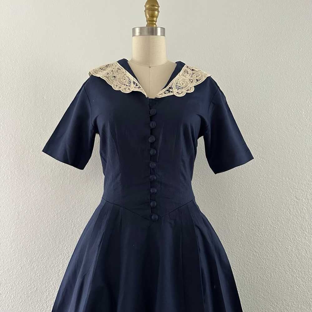 Laura Ashley Navy Sailor Pleated Dress - image 2