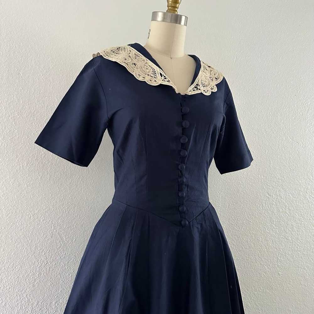 Laura Ashley Navy Sailor Pleated Dress - image 5