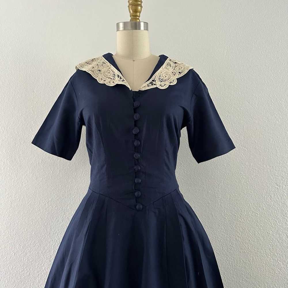 Laura Ashley Navy Sailor Pleated Dress - image 6