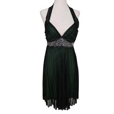 Y2k sheer black and green mini dress