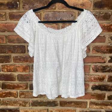 Other Melrose & Market White Lace Short Sleeve Bl… - image 1