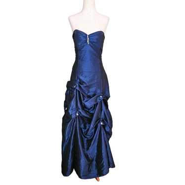 Vintage 90s Iridescent Blue Corset Lace-Up Prom E… - image 1
