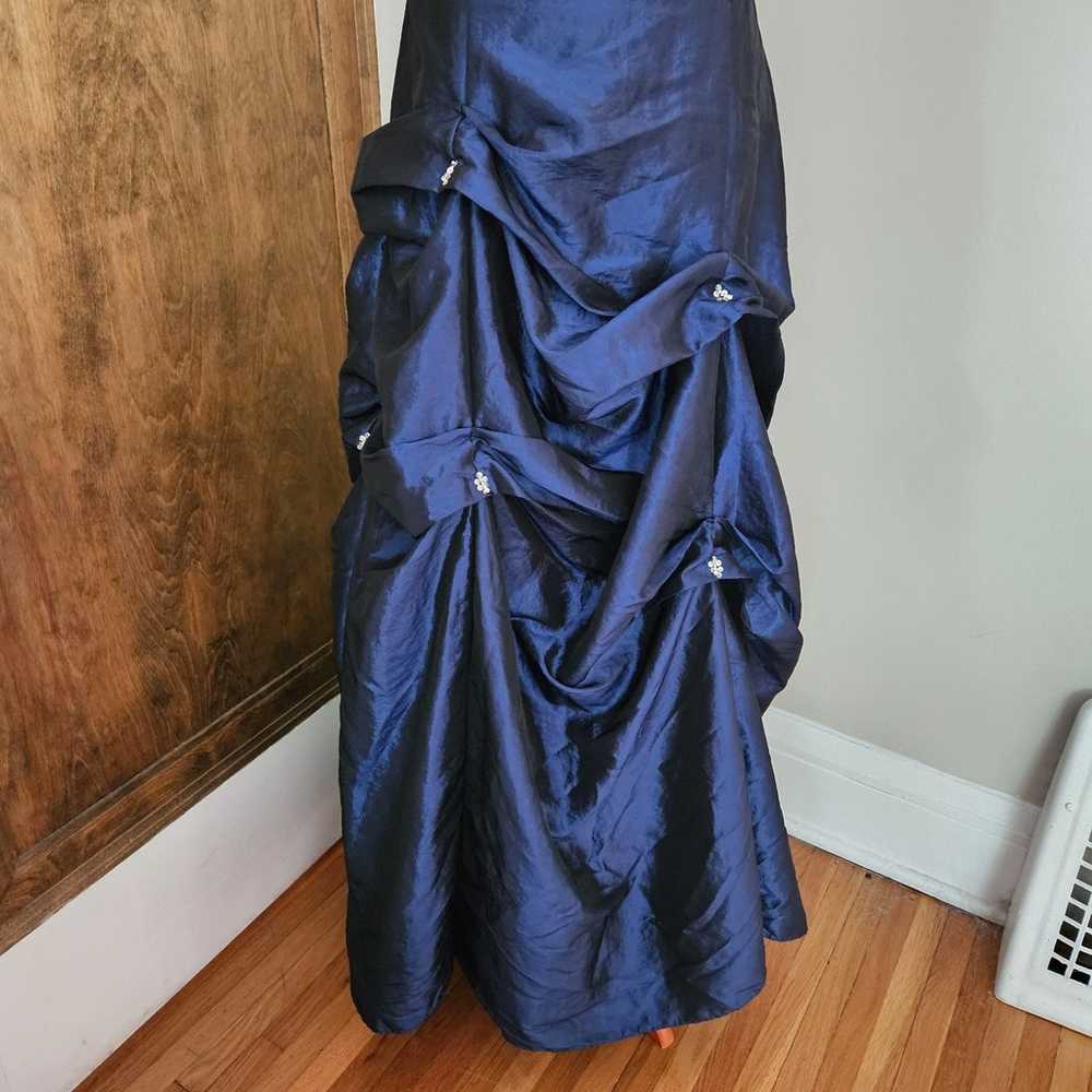 Vintage 90s Iridescent Blue Corset Lace-Up Prom E… - image 3