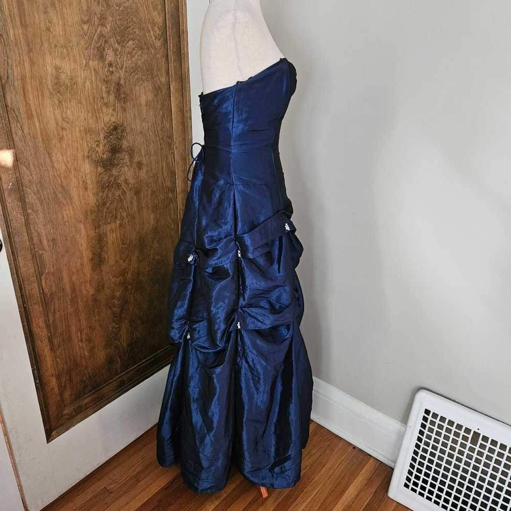 Vintage 90s Iridescent Blue Corset Lace-Up Prom E… - image 4
