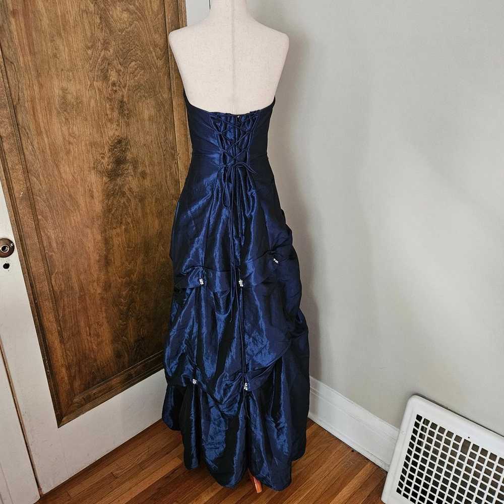 Vintage 90s Iridescent Blue Corset Lace-Up Prom E… - image 5