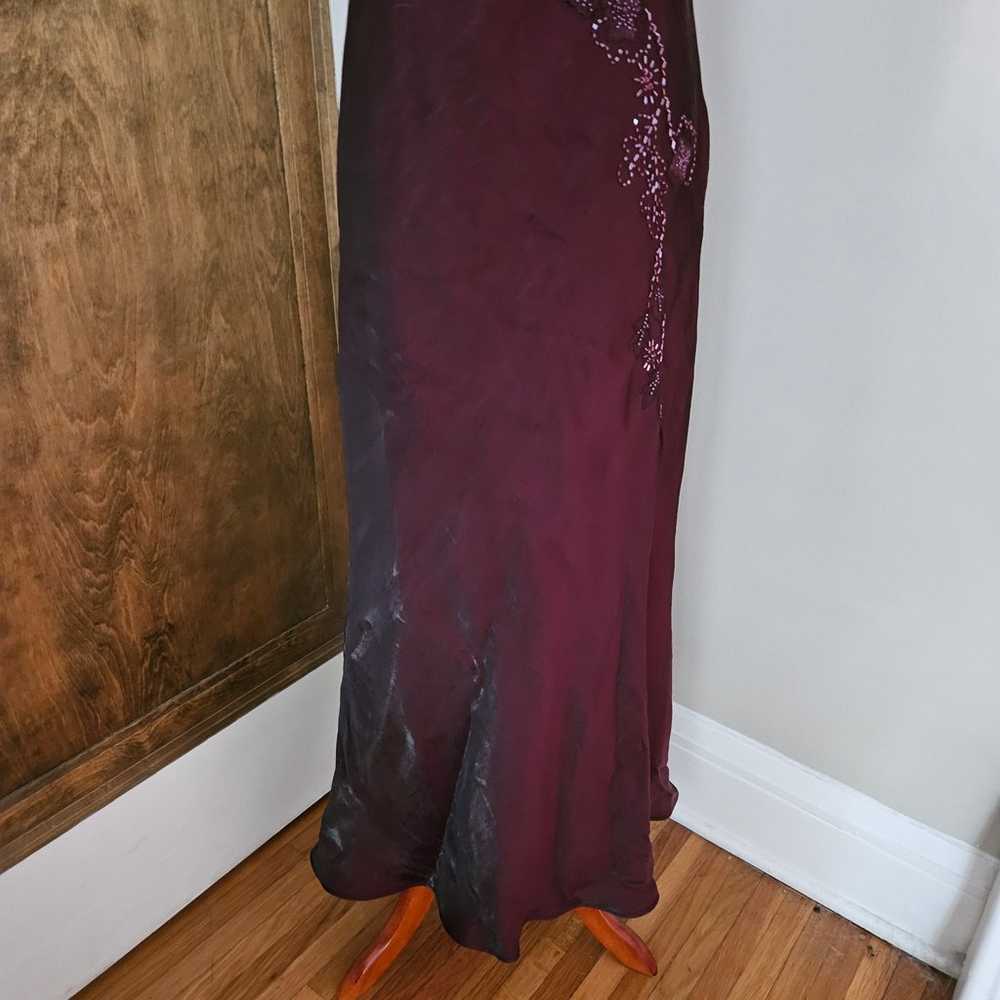 Iridescent Beaded Burgundy Prom Floral Red Long P… - image 4