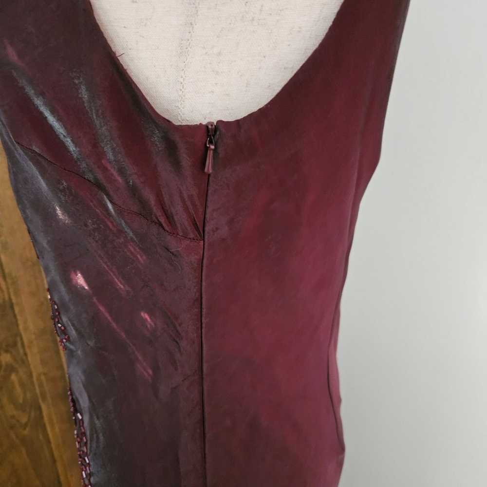 Iridescent Beaded Burgundy Prom Floral Red Long P… - image 6