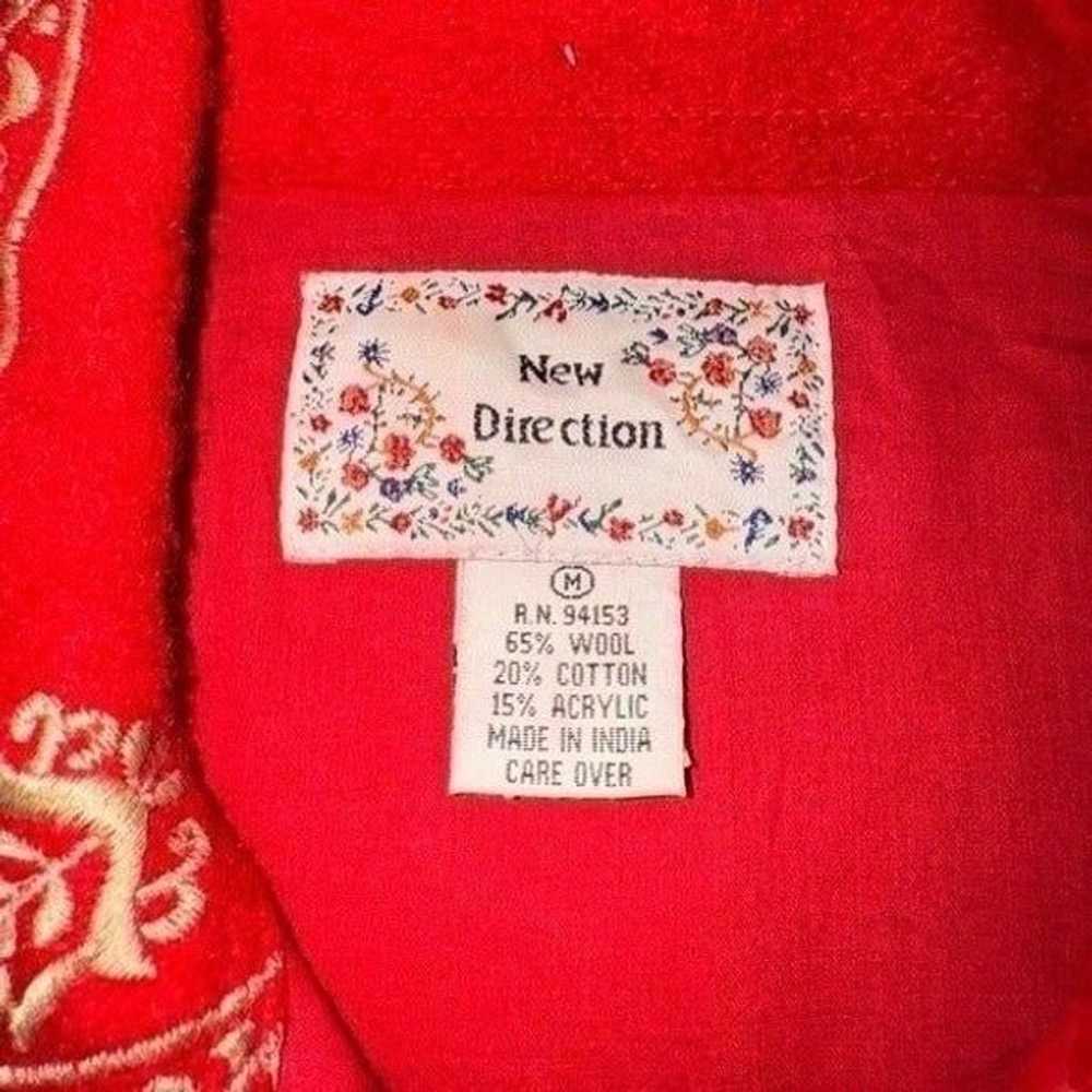 Vintage New Directions 80's Red Embroidered Wool … - image 7