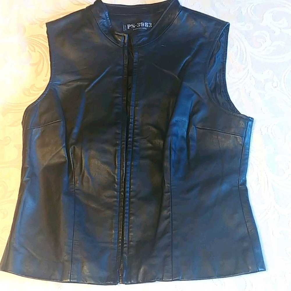 PS-3983 Periscope VTG 100% Leather Vest HTF 90s - image 1