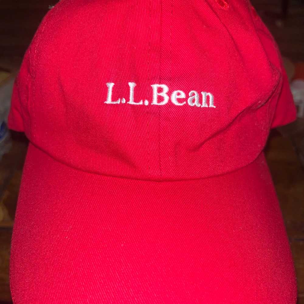 Vintage 90s LL bean strap back hat red embroidered - image 1