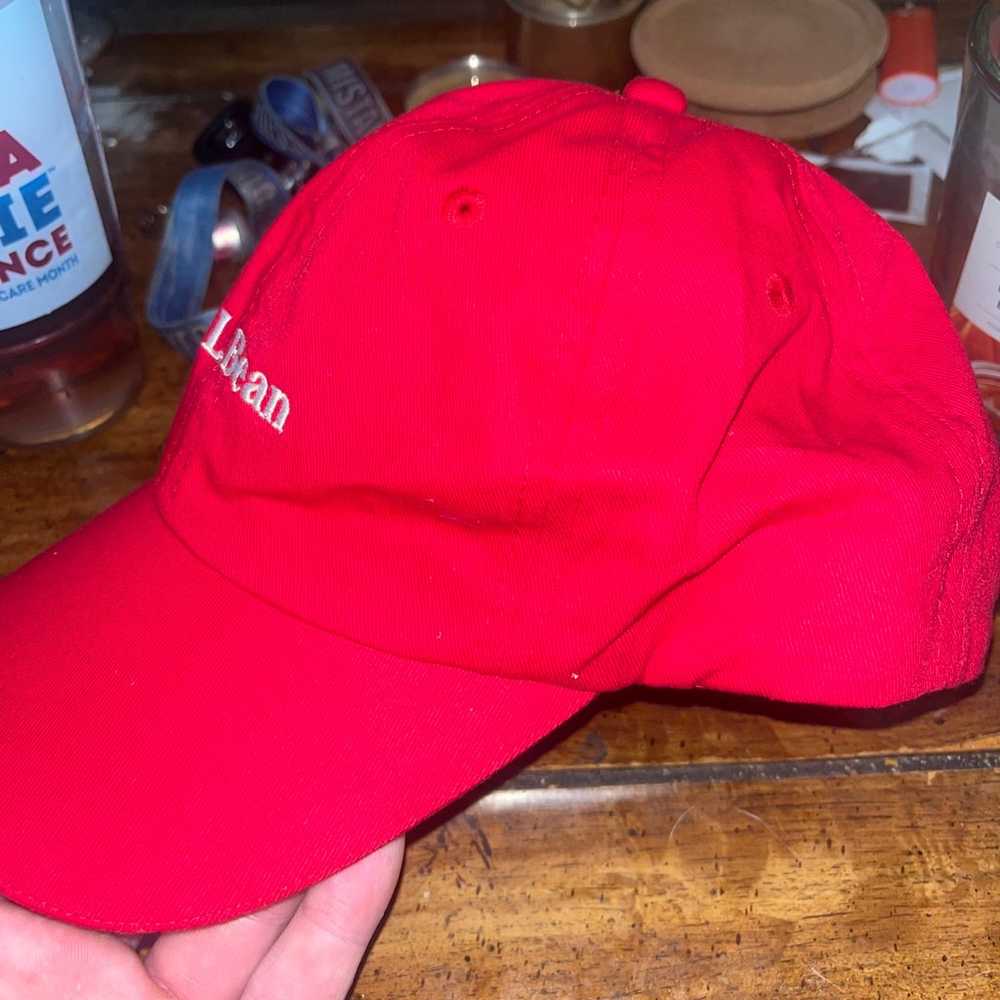 Vintage 90s LL bean strap back hat red embroidered - image 3