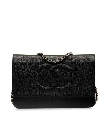 Chanel Classic Black Caviar Chain Shoulder Bag wi… - image 1