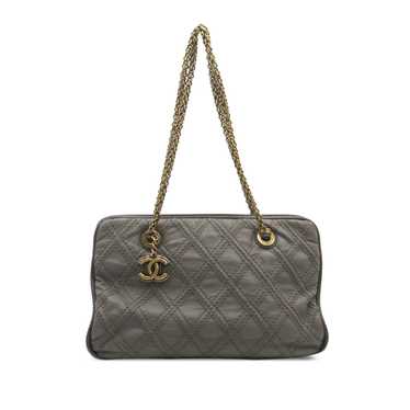 Gray Chanel CC Triptych Calfskin Shoulder Bag