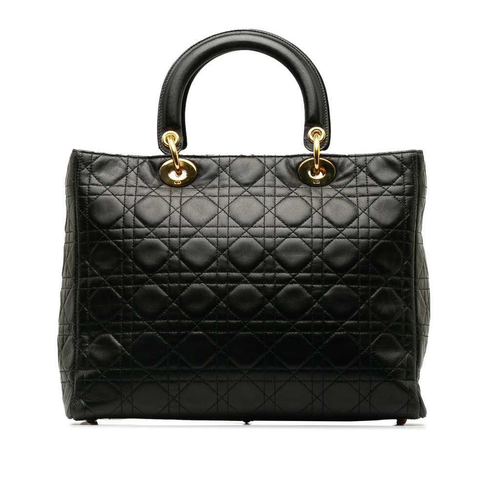 Black Dior Large Lambskin Cannage Lady Dior Satch… - image 3