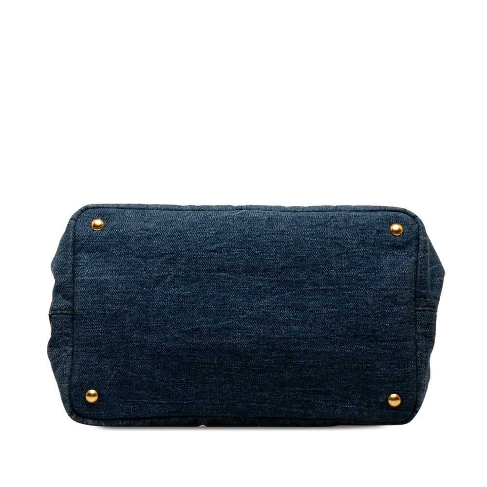 Blue Prada Canapa Logo Denim Satchel - image 4