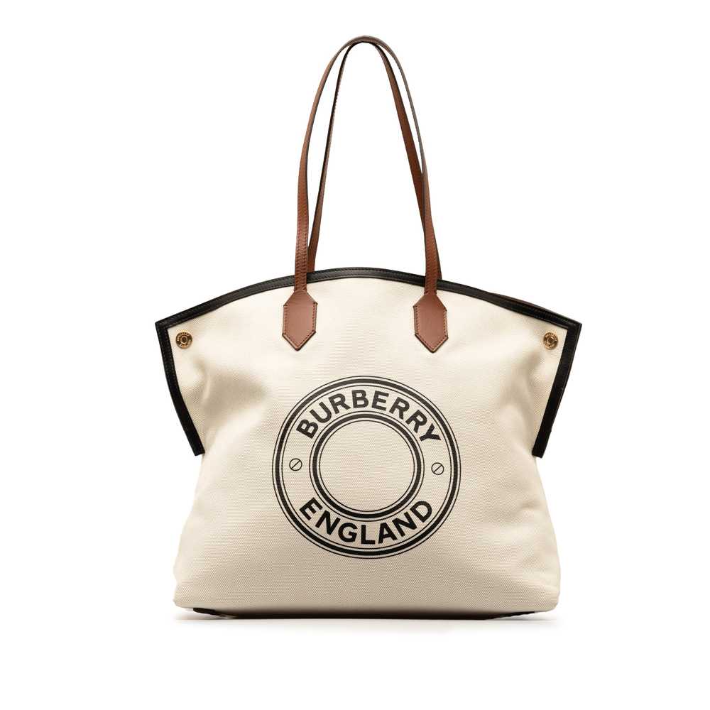 Beige Burberry Canvas Society Tote - image 1