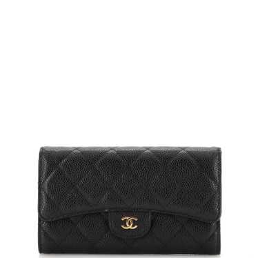 CHANEL Trifold Classic Flap Wallet Quilted Caviar 