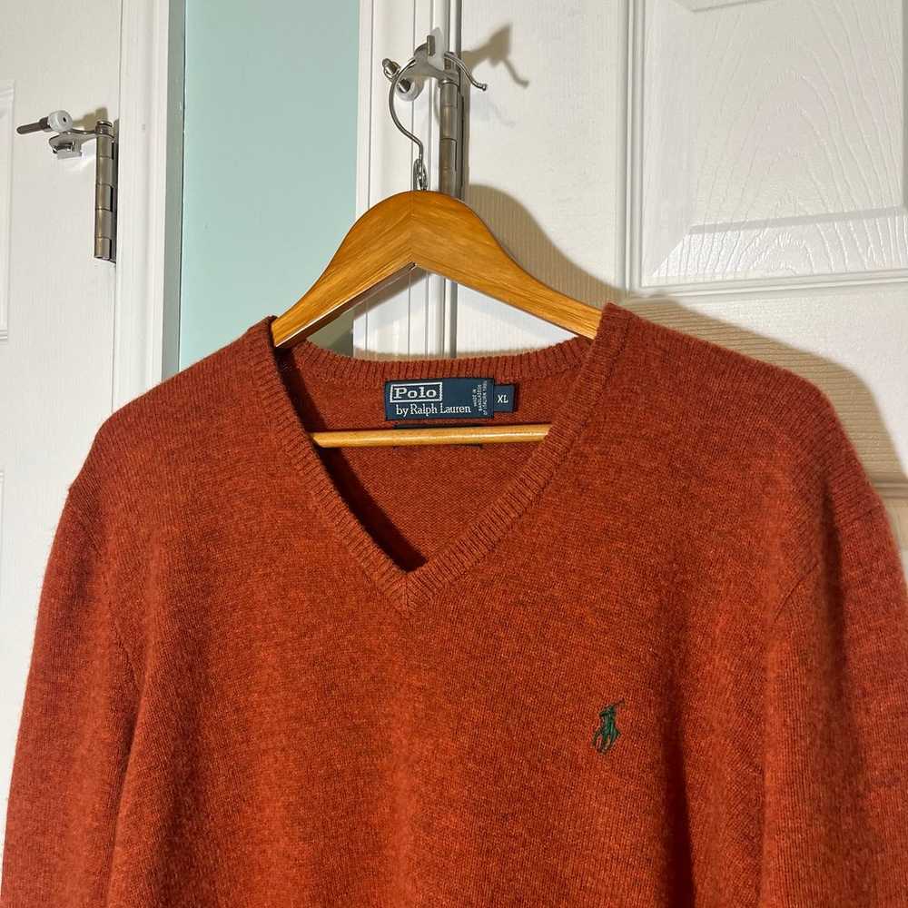 Vtg Polo Ralph Lauren Orange Knit 100% Lambs Wool… - image 2