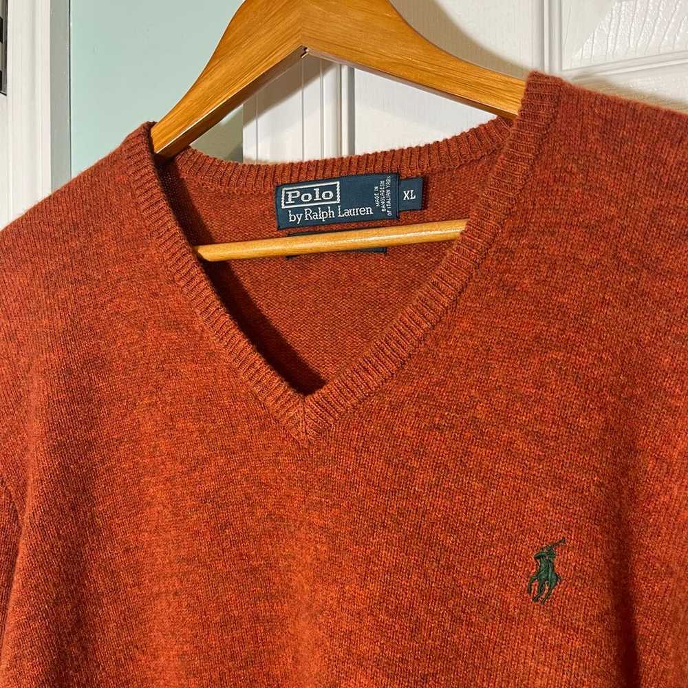 Vtg Polo Ralph Lauren Orange Knit 100% Lambs Wool… - image 4