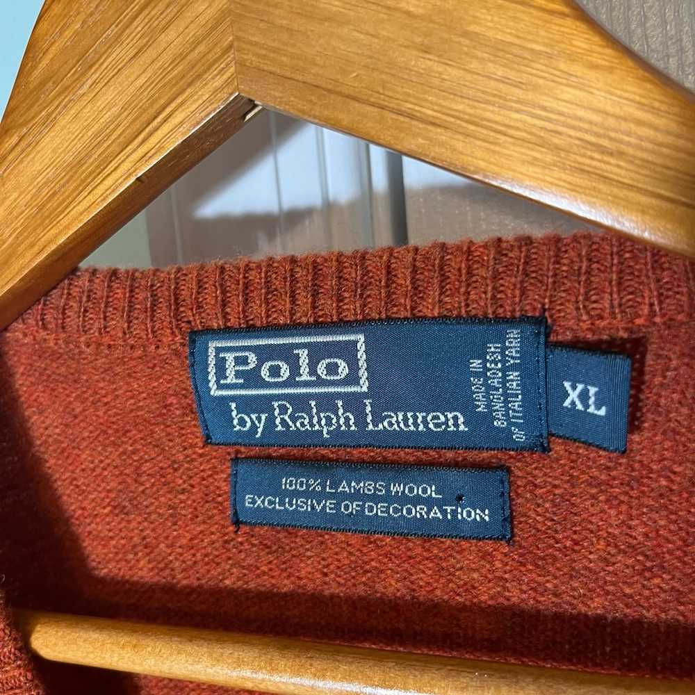 Vtg Polo Ralph Lauren Orange Knit 100% Lambs Wool… - image 5