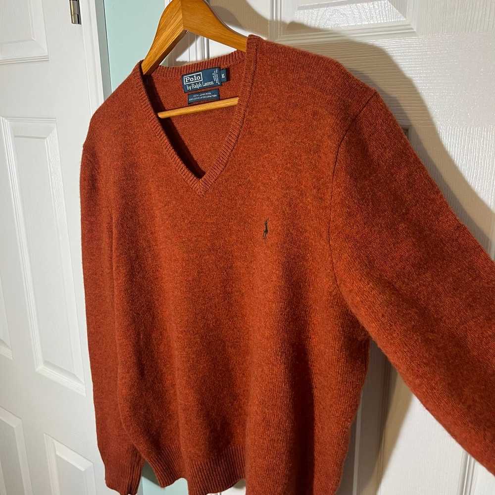Vtg Polo Ralph Lauren Orange Knit 100% Lambs Wool… - image 6