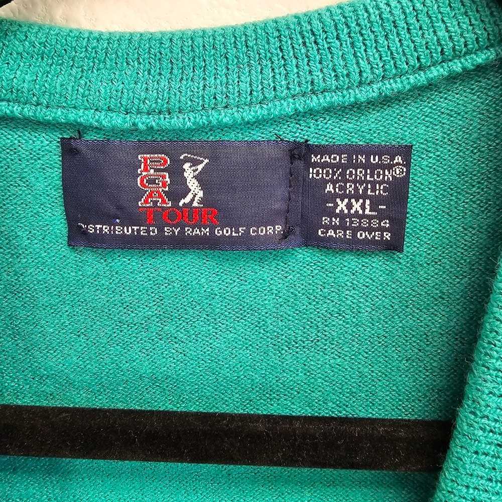 PGA Tour Vintage V-Neck Green Sweater Vest size X… - image 3