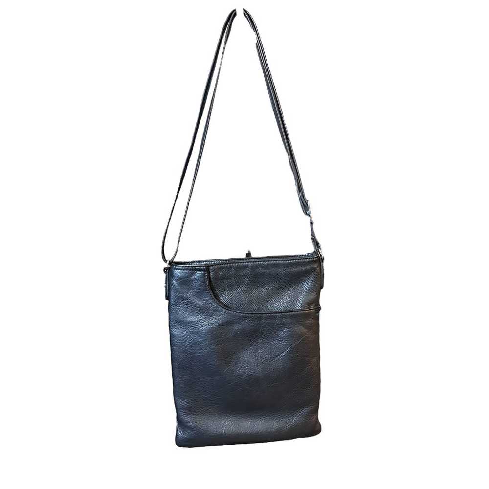 Margot Moto Bag Black Pebbled Leather Adjustable … - image 2