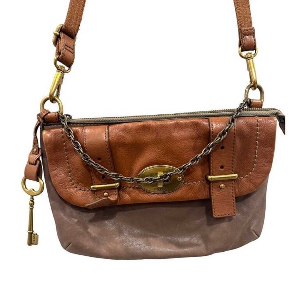 Fossil Adjustable Leather Crossbody Chain Brown B… - image 1