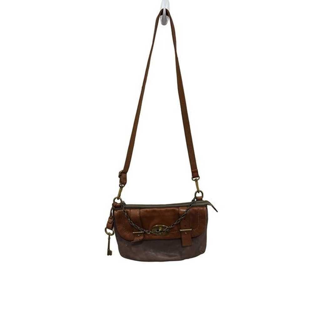 Fossil Adjustable Leather Crossbody Chain Brown B… - image 2