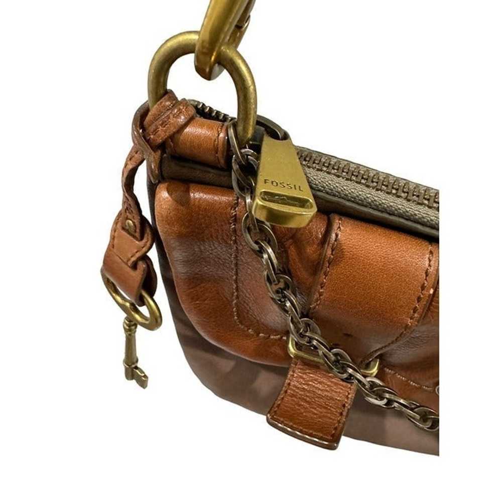 Fossil Adjustable Leather Crossbody Chain Brown B… - image 3