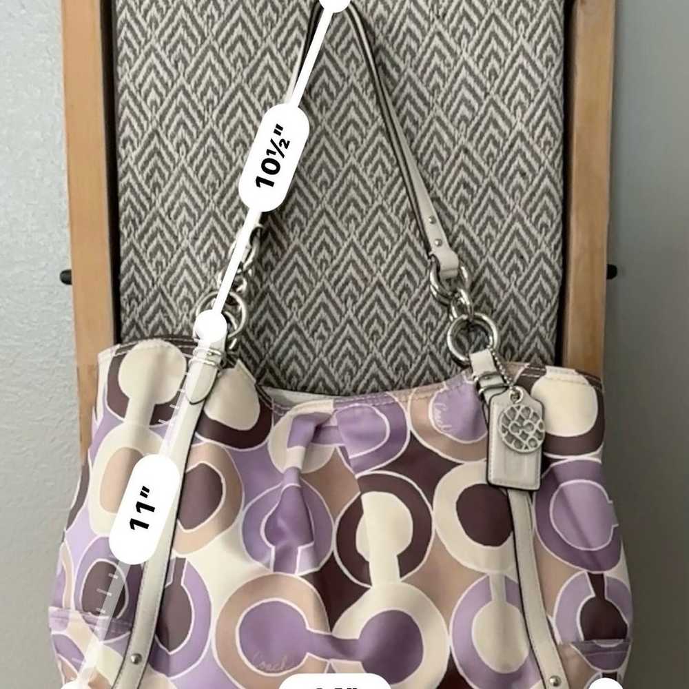 COACH Satin Purple Signature Fabric Shoulder Bag - image 1