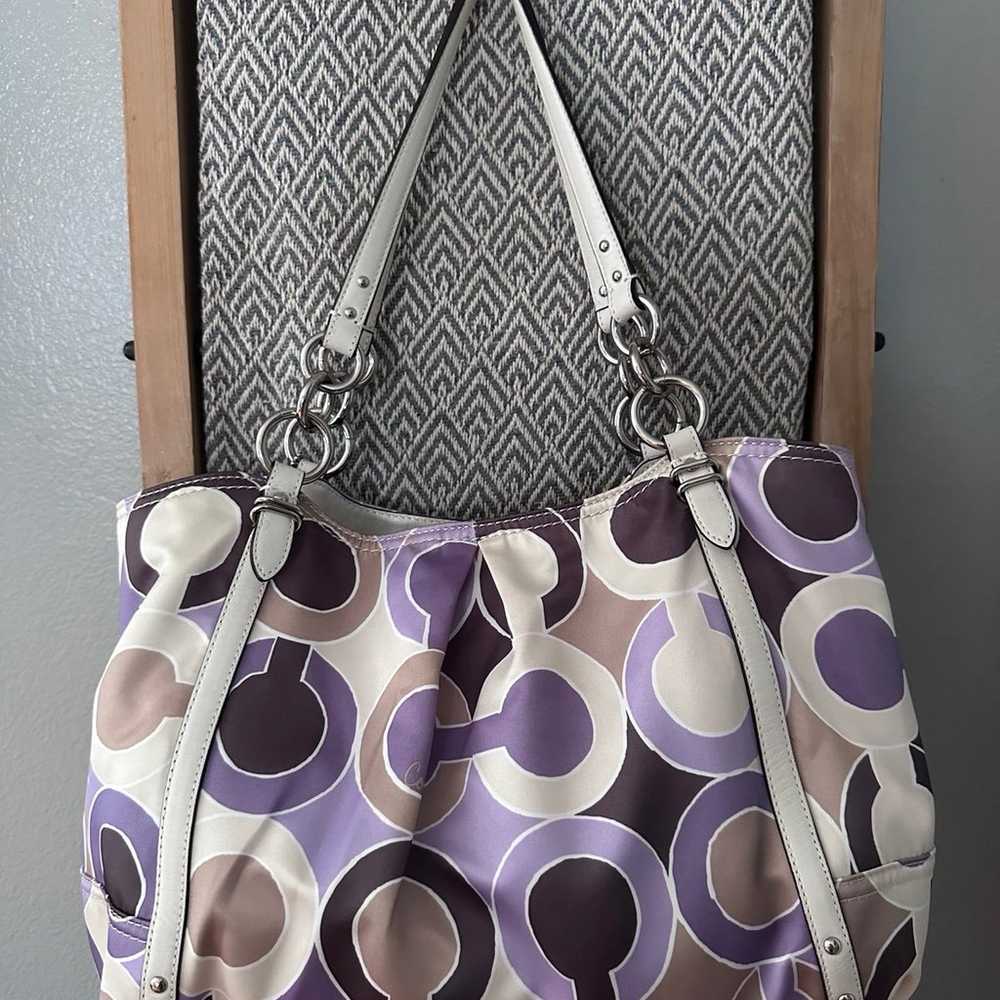 COACH Satin Purple Signature Fabric Shoulder Bag - image 2