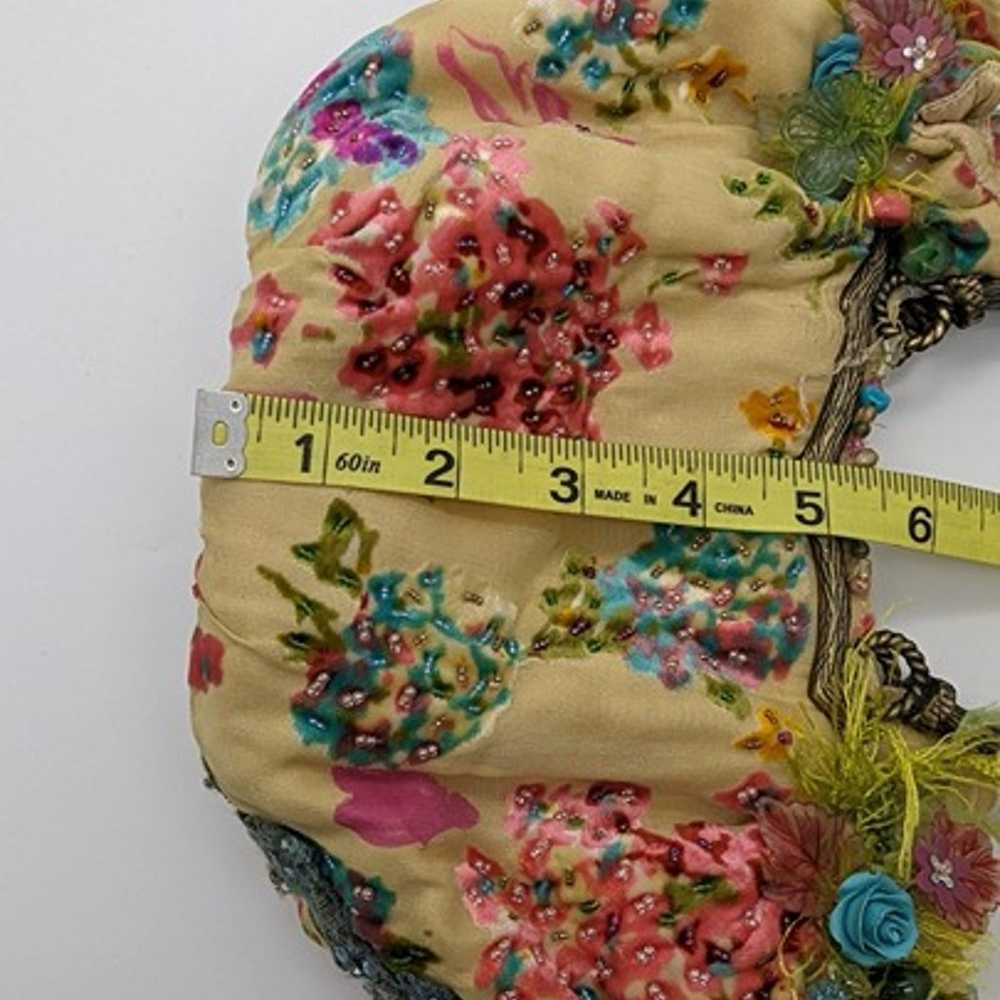 Rare Mary Frances Beaded Handbag Cream Floral Des… - image 11