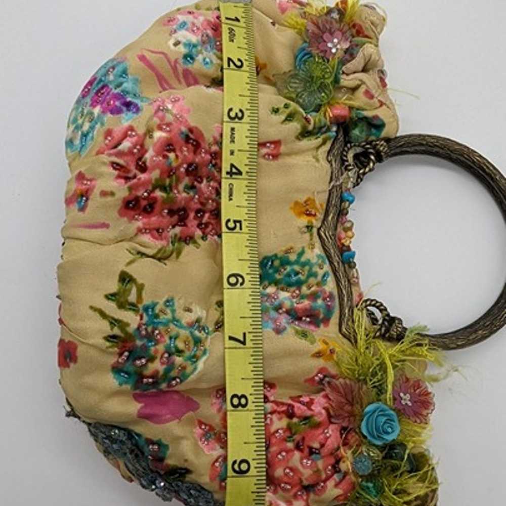 Rare Mary Frances Beaded Handbag Cream Floral Des… - image 12