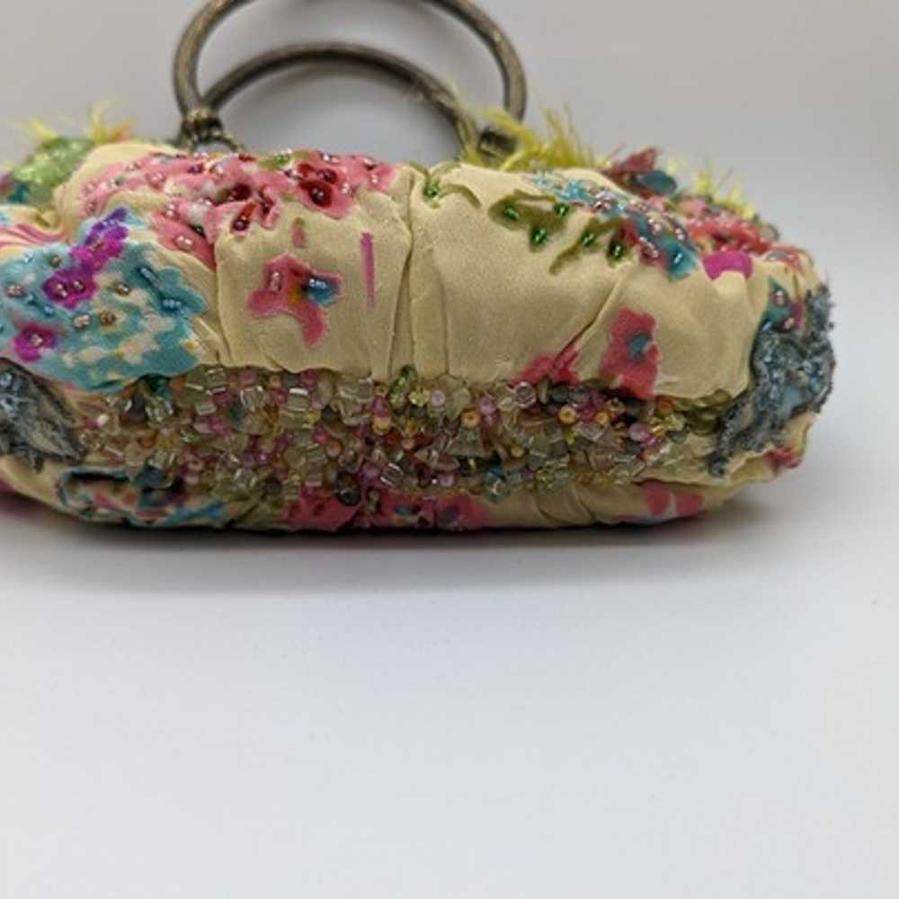 Rare Mary Frances Beaded Handbag Cream Floral Des… - image 3