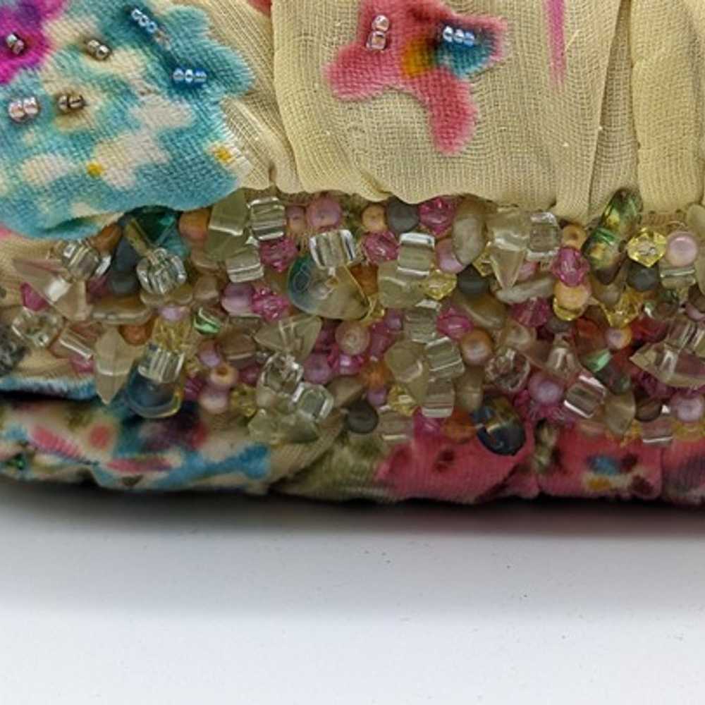 Rare Mary Frances Beaded Handbag Cream Floral Des… - image 4