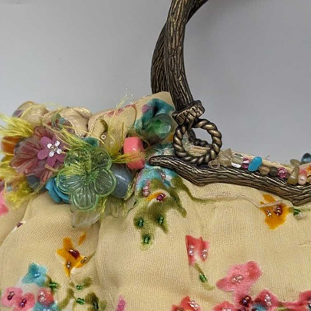 Rare Mary Frances Beaded Handbag Cream Floral Des… - image 6