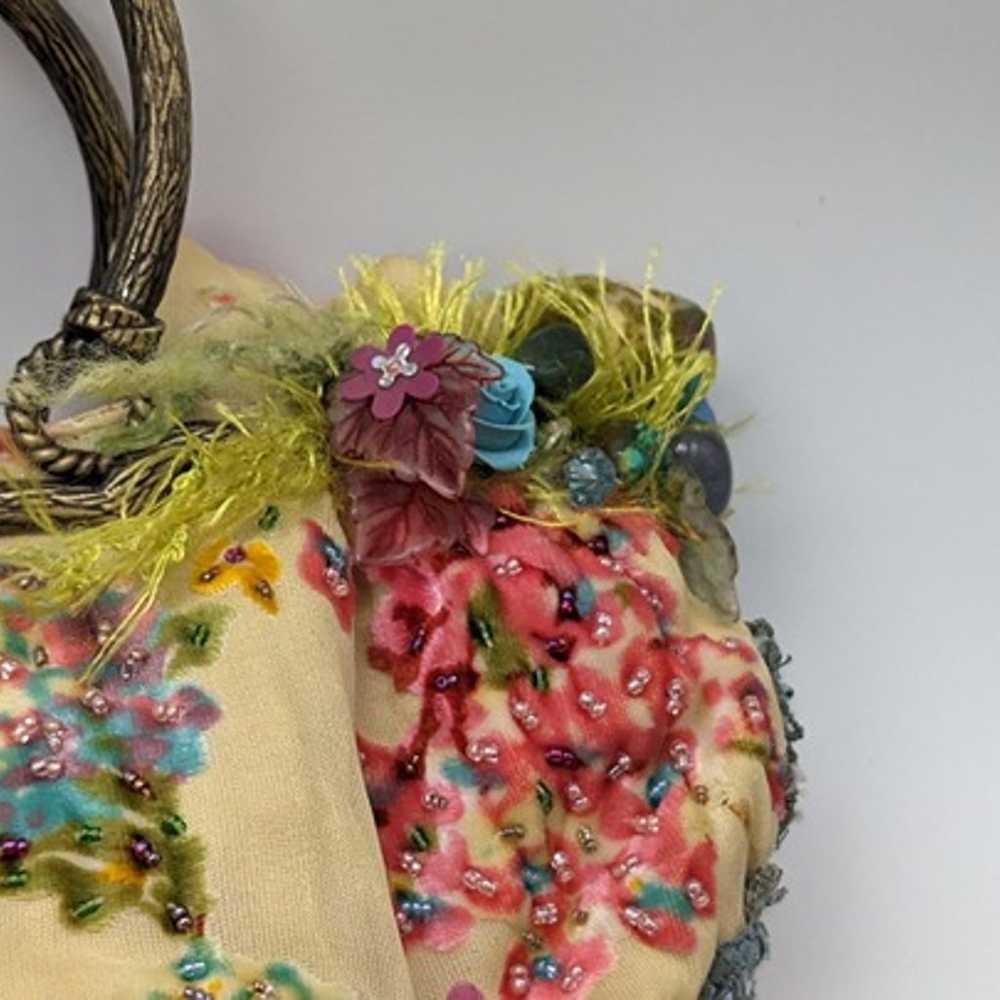 Rare Mary Frances Beaded Handbag Cream Floral Des… - image 7