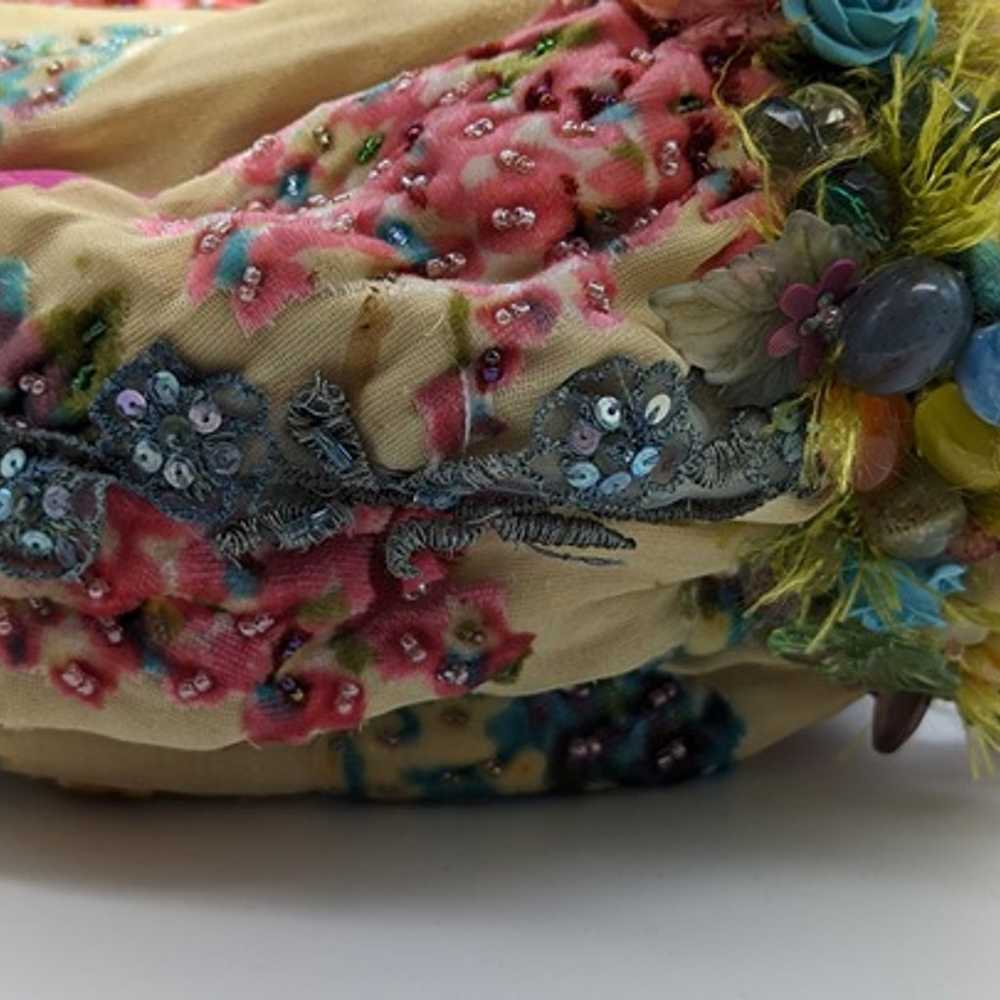 Rare Mary Frances Beaded Handbag Cream Floral Des… - image 8