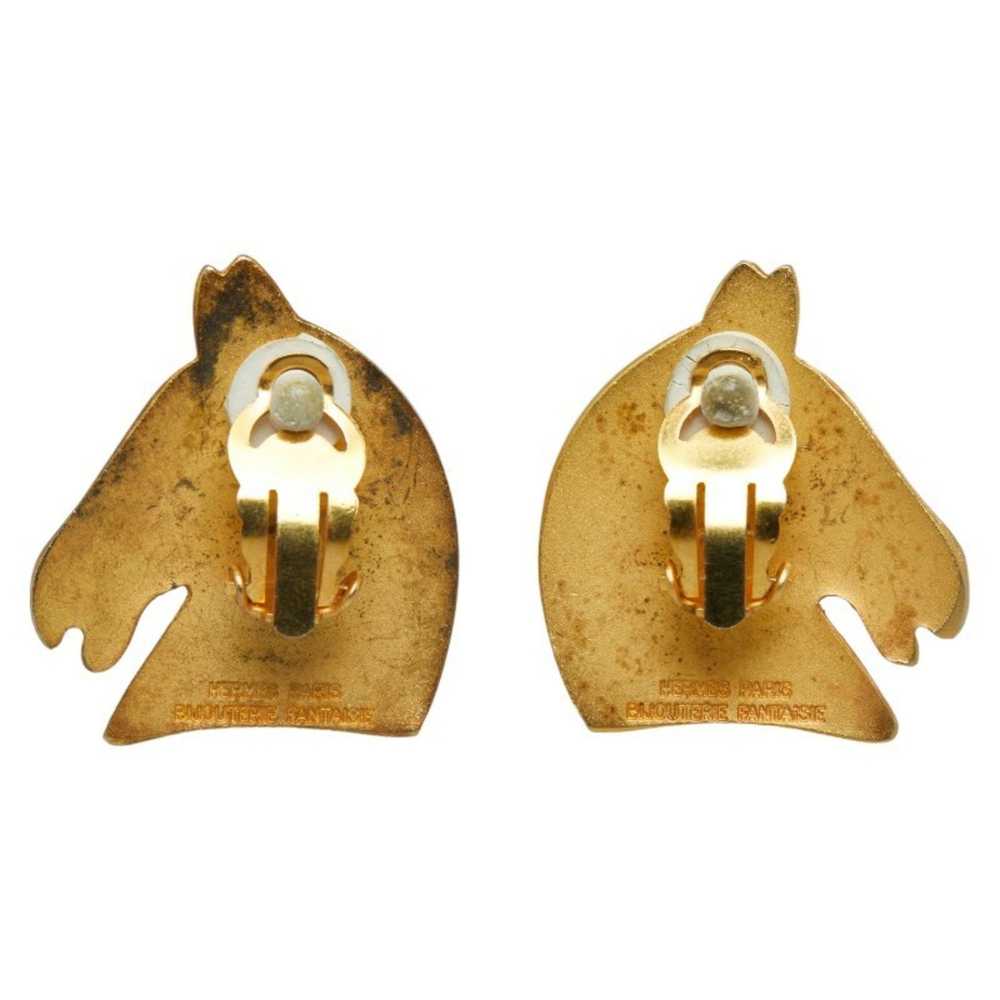 Hermes Hermes Horse Head Earrings, Gold Plated, W… - image 2