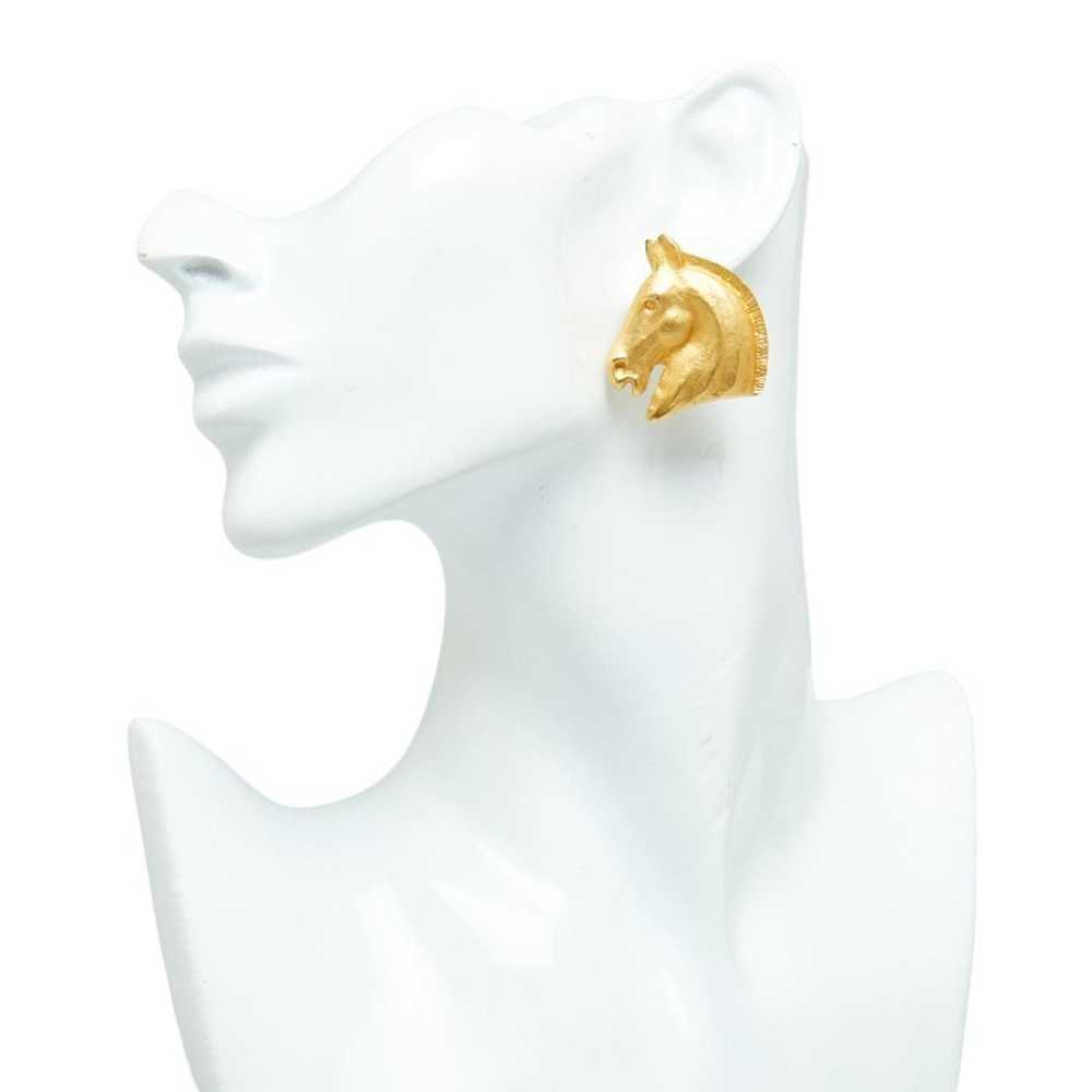 Hermes Hermes Horse Head Earrings, Gold Plated, W… - image 4