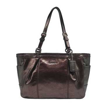 Coach Metallic Silver & Rose Leather Gallery Tote 